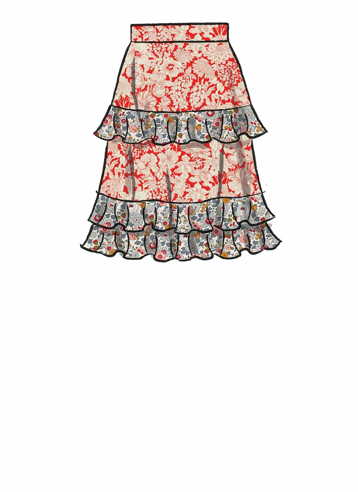 McCall Pattern Women's Flounce Skirt, Sizes 6-14 Sewing Pattern