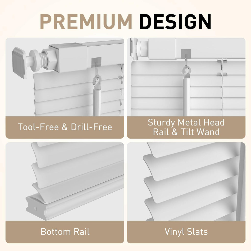 Fabublinds No Drill No Tool 1" Vinyl Mini Blinds, 24" W X 36" H Light Filtering