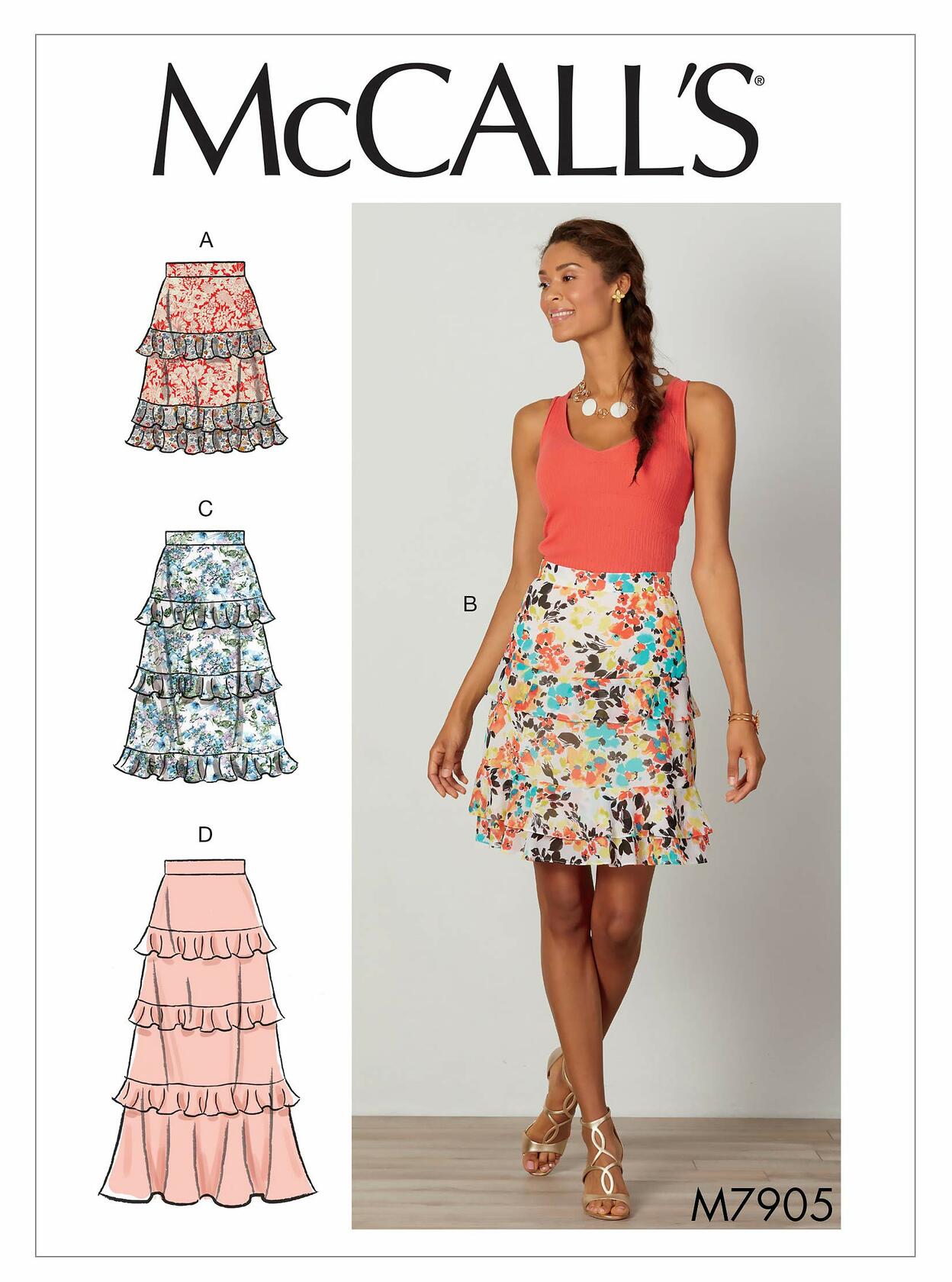 McCall Pattern Women's Flounce Skirt, Sizes 6-14 Sewing Pattern