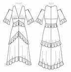 Women's Ruffled Cold Shoulder Dress Sewing Pattern by Nicole Miller, Sizes 6-14