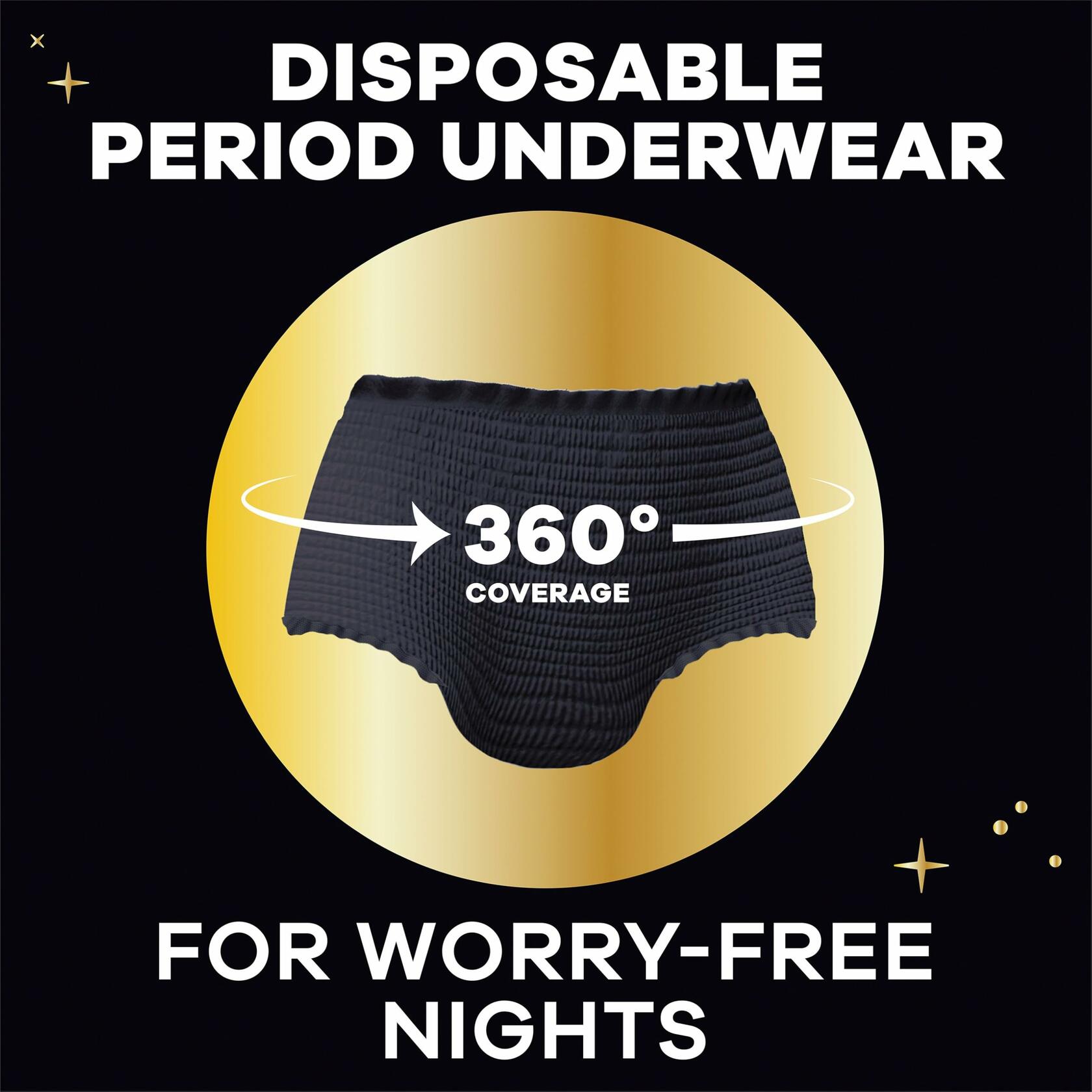 14 Count Always ZZZ Overnight Disposable Period Underwear for Women, Large, 360°