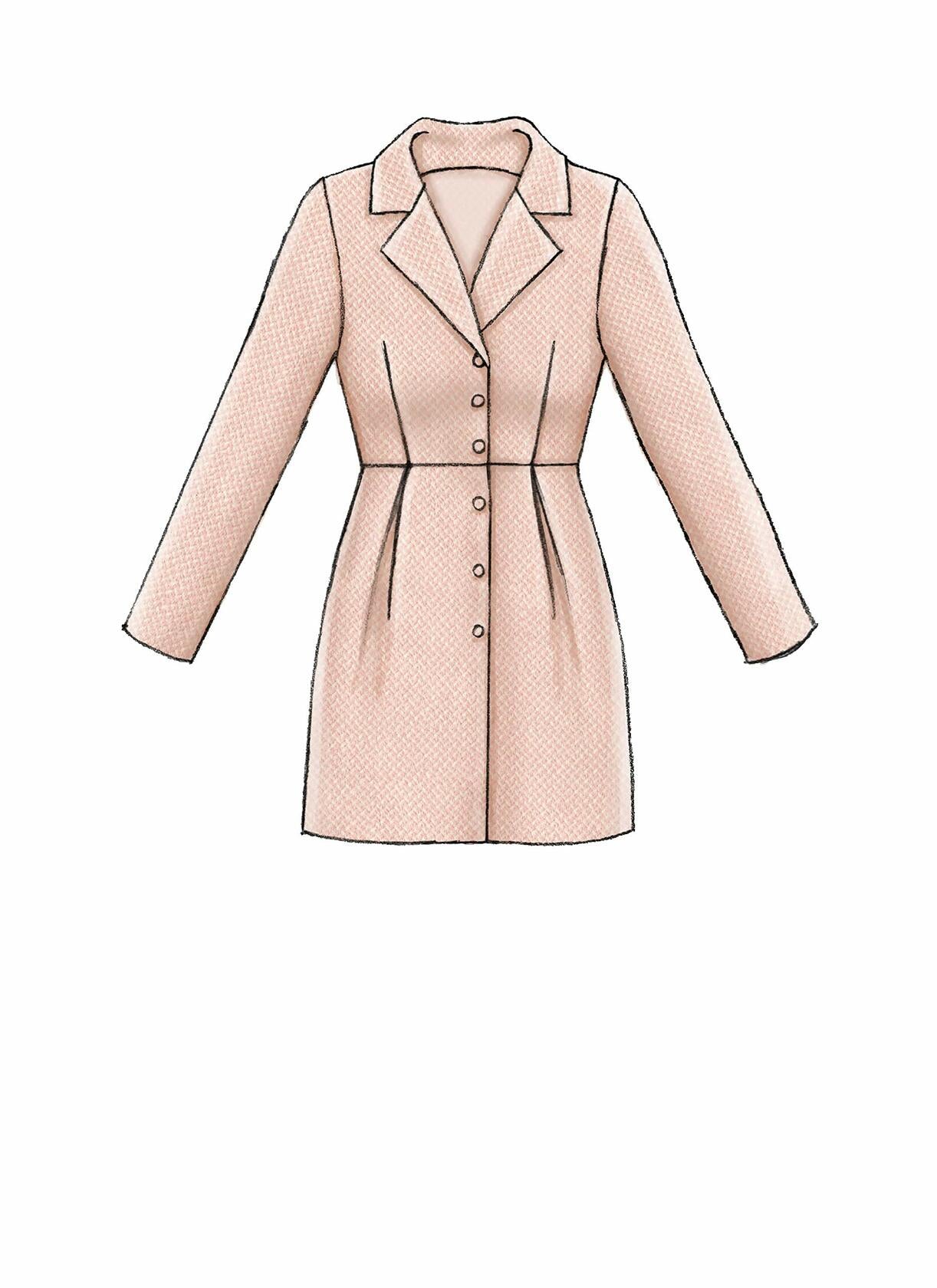 McCall Pattern Women's Belt and Straight or Flared Coat, Sizes 6-14 Sewing