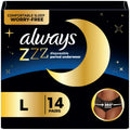 14 Count Always ZZZ Overnight Disposable Period Underwear for Women, Large, 360°