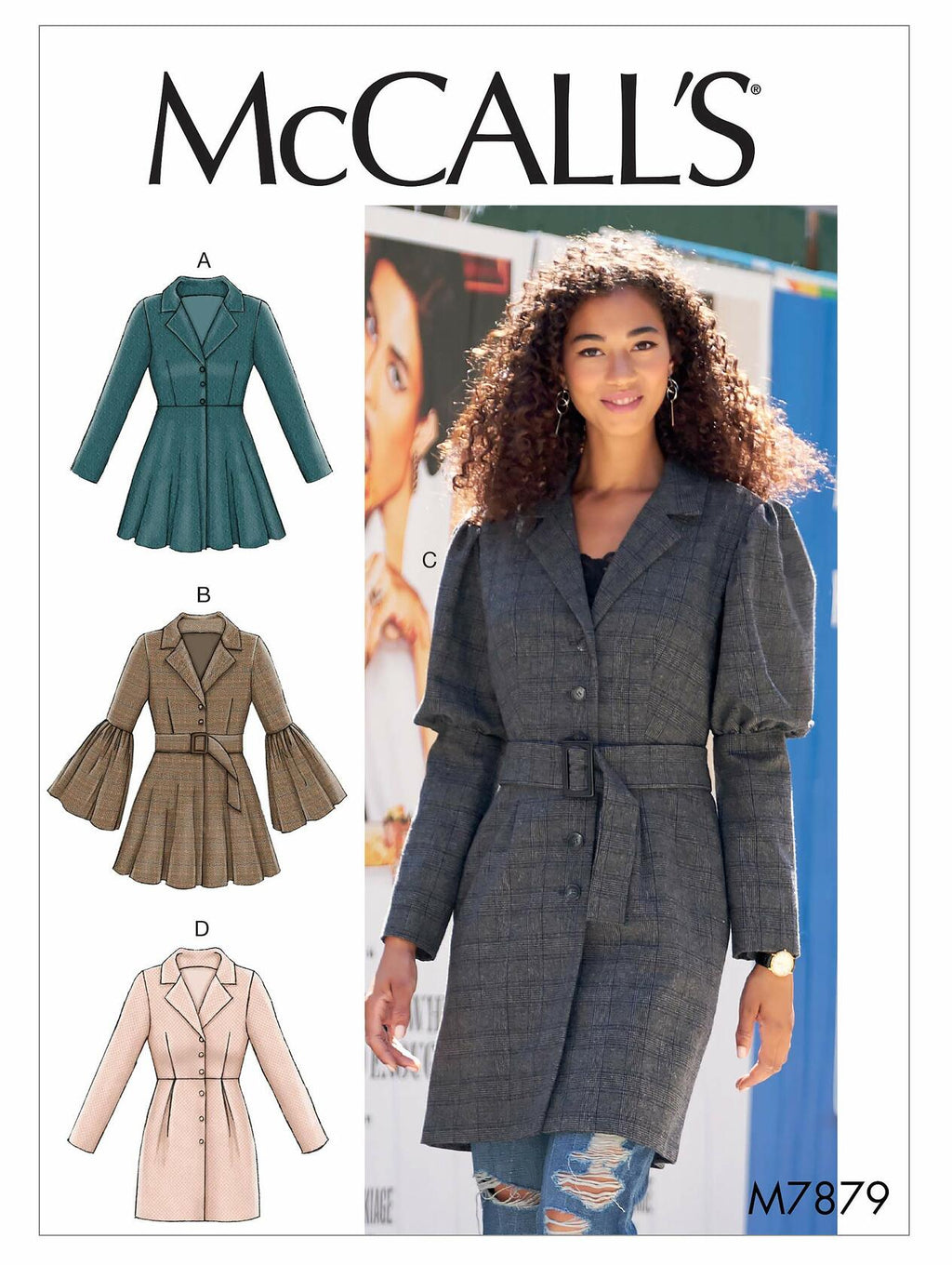 McCall Pattern Women's Belt and Straight or Flared Coat, Sizes 6-14 Sewing