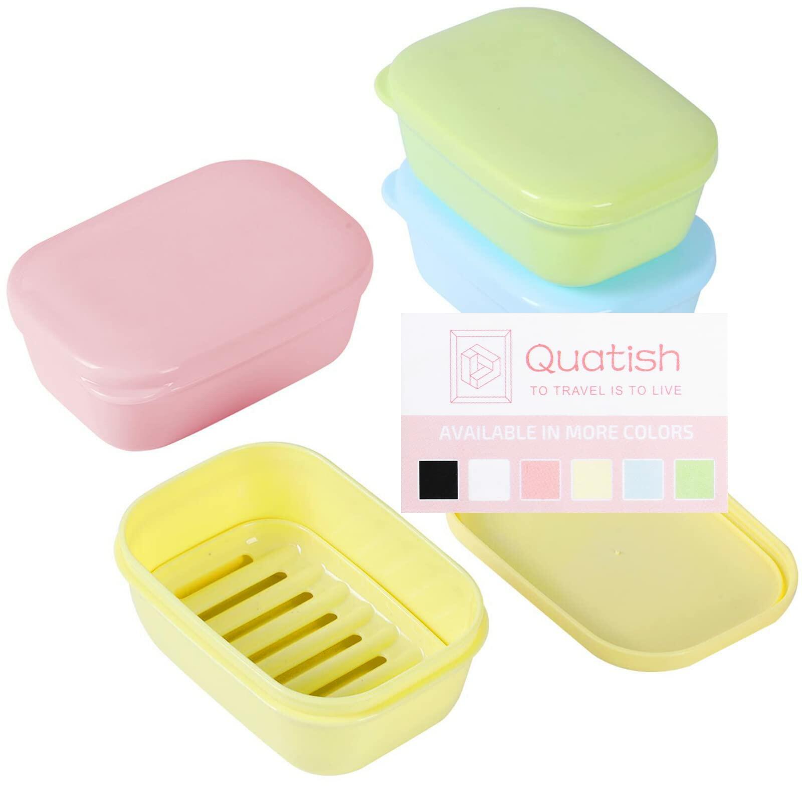 Quatish 4 Pack Travel Soap Case Leakproof, Portable Travel Bar Soap Holder