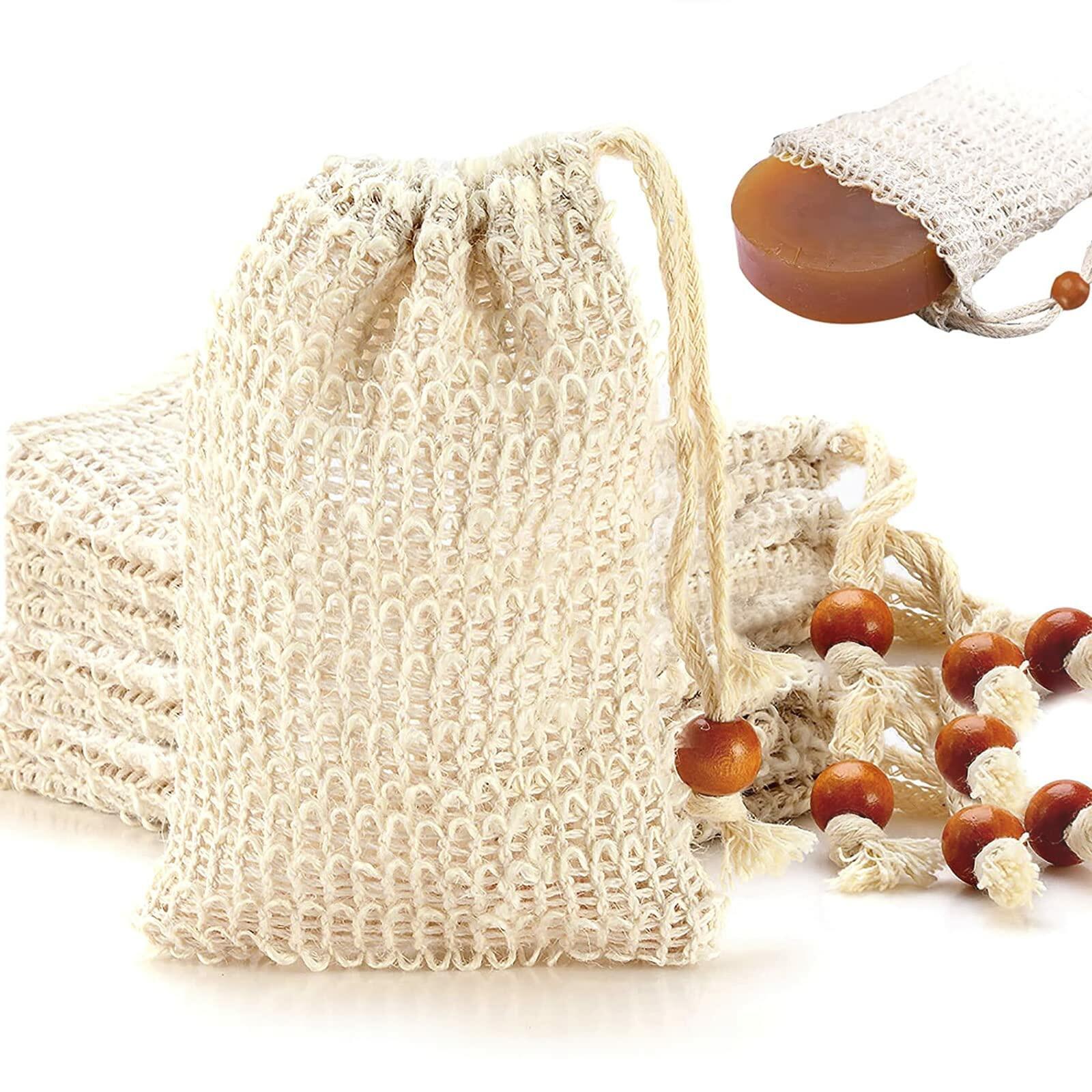 8 Pack Soap Bag Natural Sisal Soap Saver Bag Pouch Mesh Waste Exfoliating