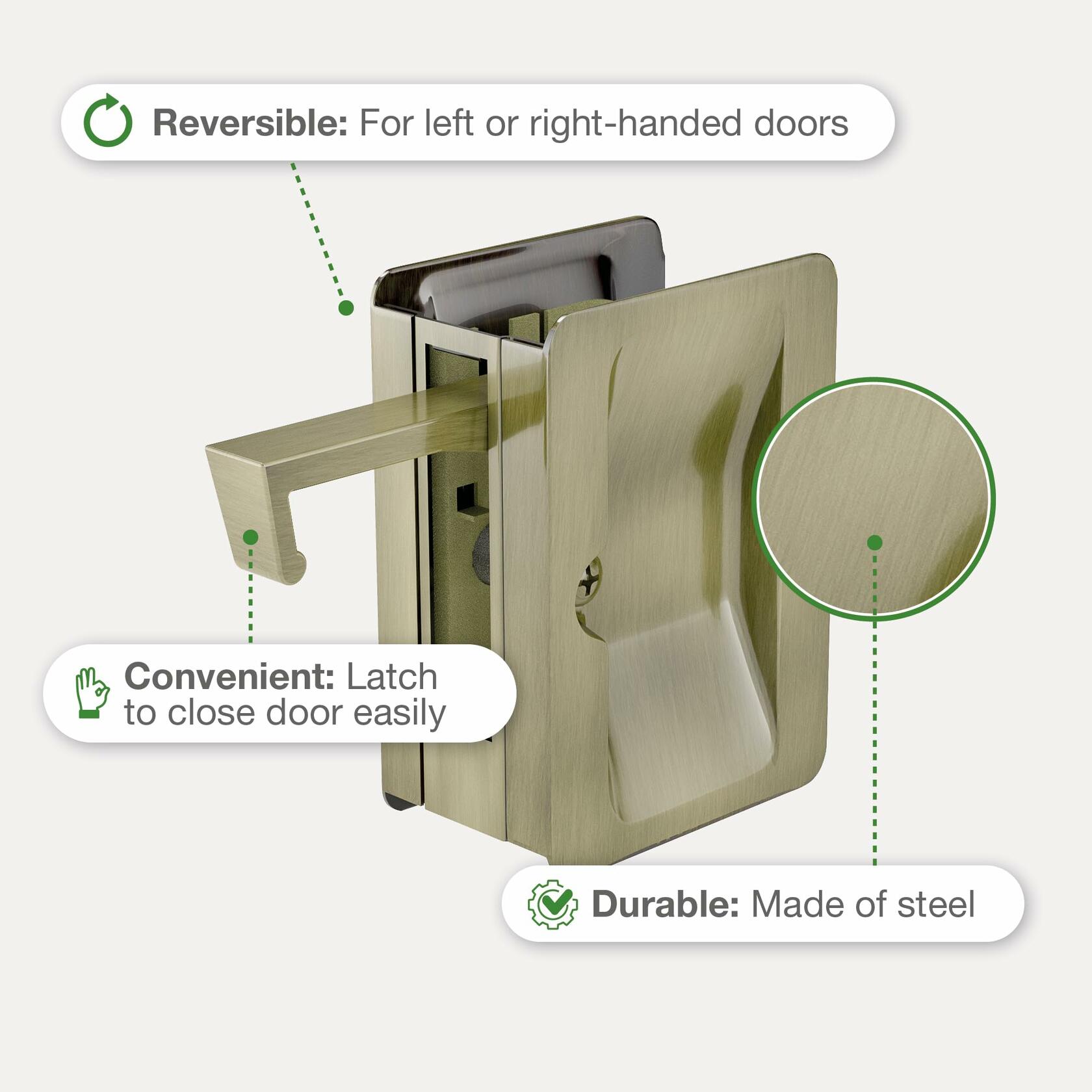 Richelieu Hardware 1700ABPSBC Onward Pocket Door Pull, Passage Lock, 3 1/4 in