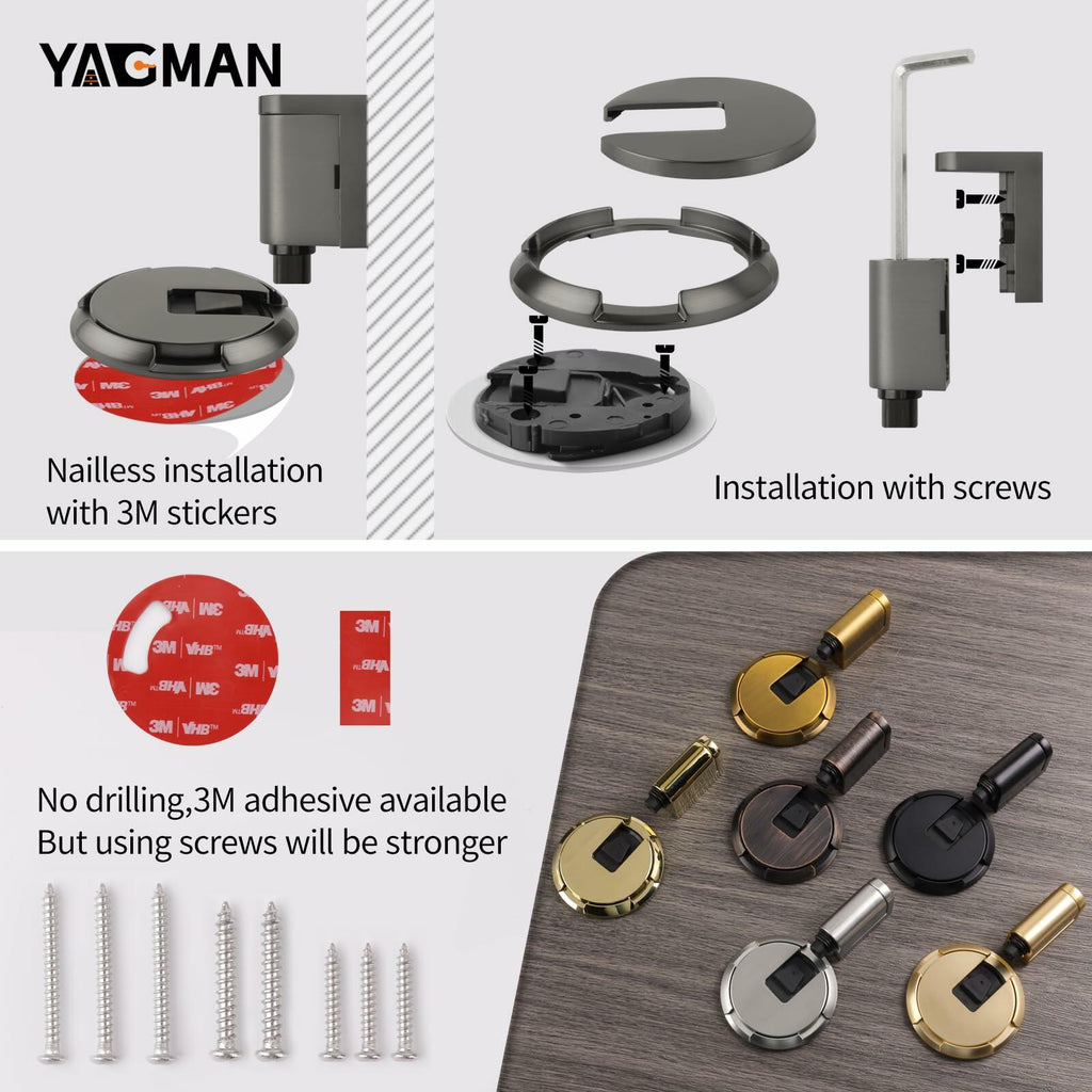 Yagman 3 Pack Windproof Door Stoppers Adjustable Bottom of Door Holder No