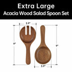 KITEISCAT Extra Large Glass Salad Bowl Set - Party Salad Bowls with Acacia Wood