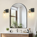 Set of 2 Licperron Black and Gold Wall Sconces with Clear Glass Shade, Matte