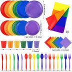 ADXCO Rainbow Party Decorations for 24 Guests Include Rainbow Paper Plates,
