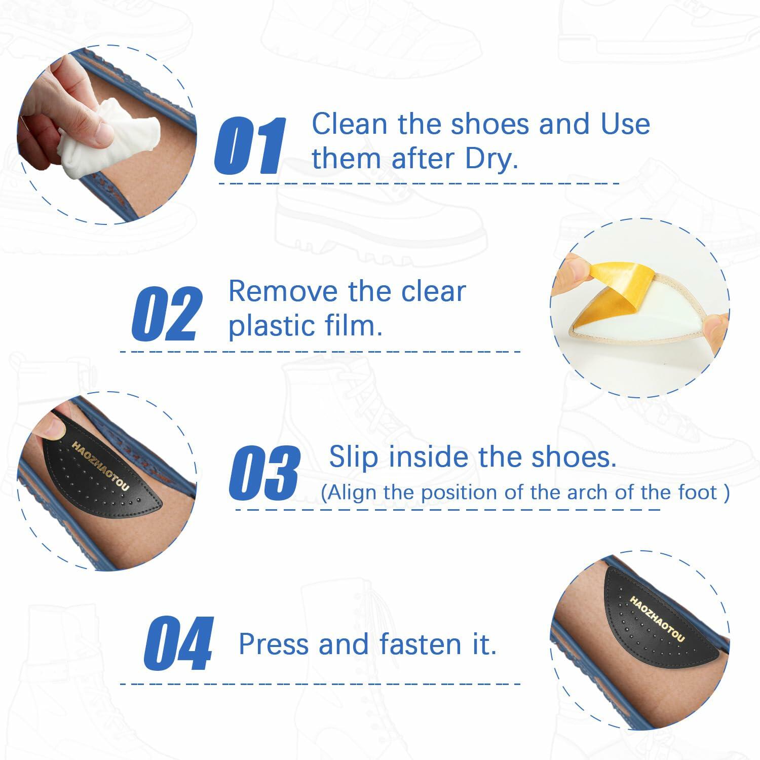 1 Pair Arch Support Inserts for Flat Feet - Unisex Self - Adhesive Latex Arch