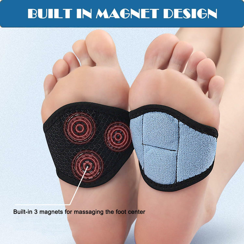 1 Pair Arch Support Sleeves with 3 Magnets, Soft Elastic Flat Foot Arch Pad