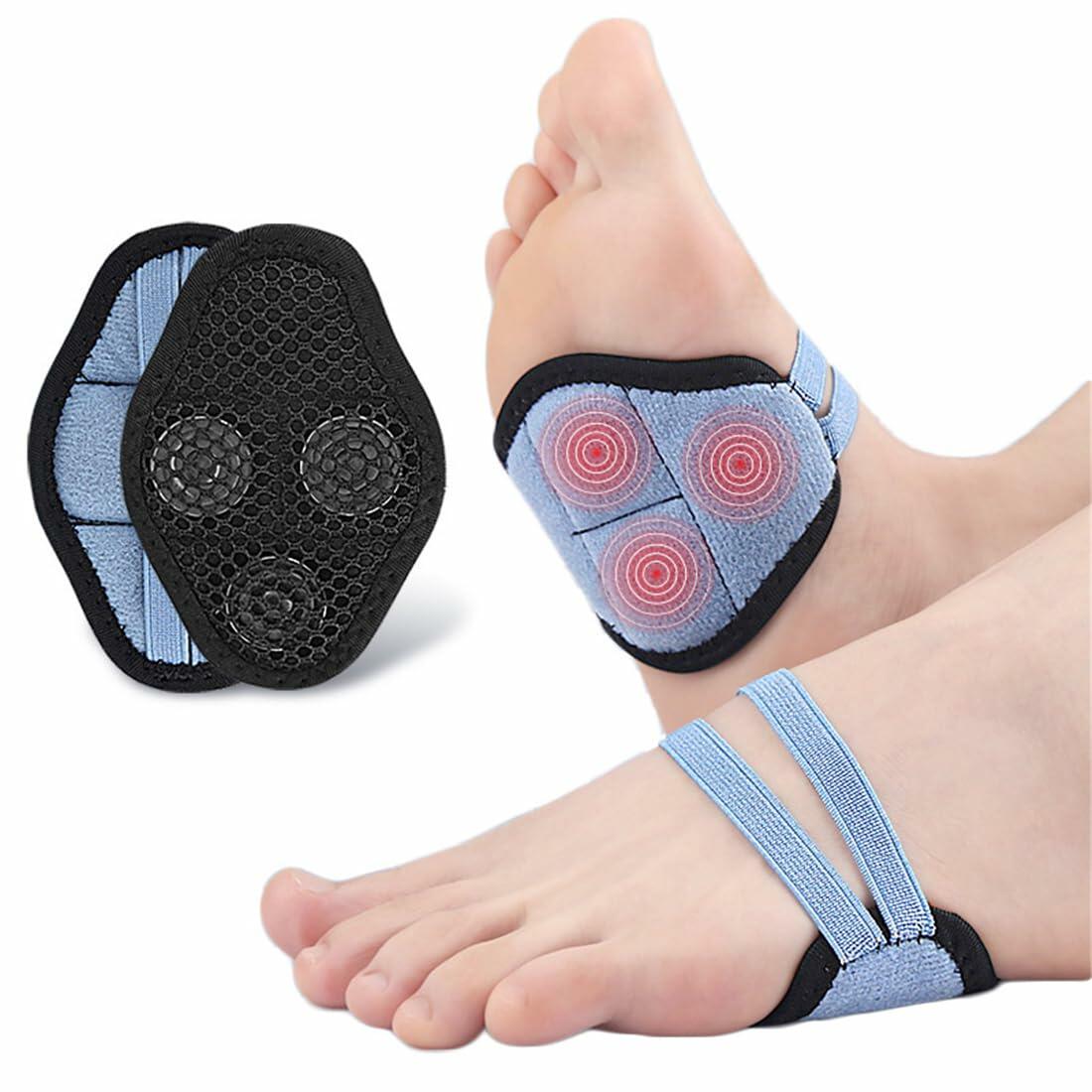 1 Pair Arch Support Sleeves with 3 Magnets, Soft Elastic Flat Foot Arch Pad