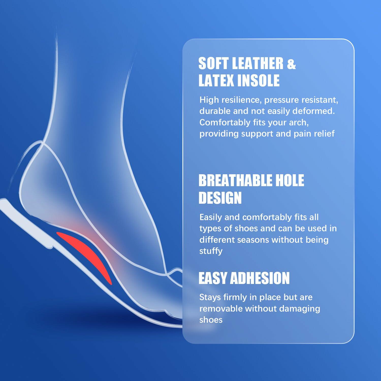 1 Pair Arch Support Inserts for Flat Feet - Unisex Self - Adhesive Latex Arch