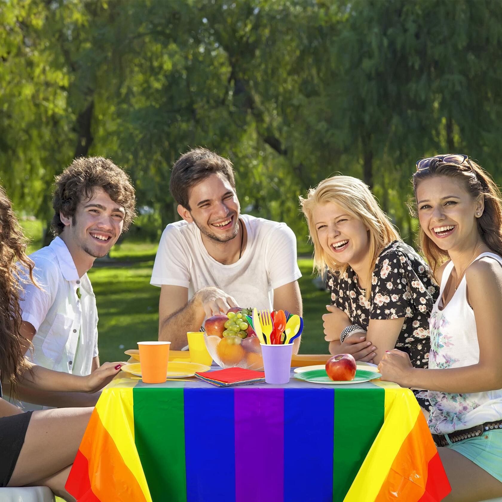ADXCO Rainbow Party Decorations for 24 Guests Include Rainbow Paper Plates,