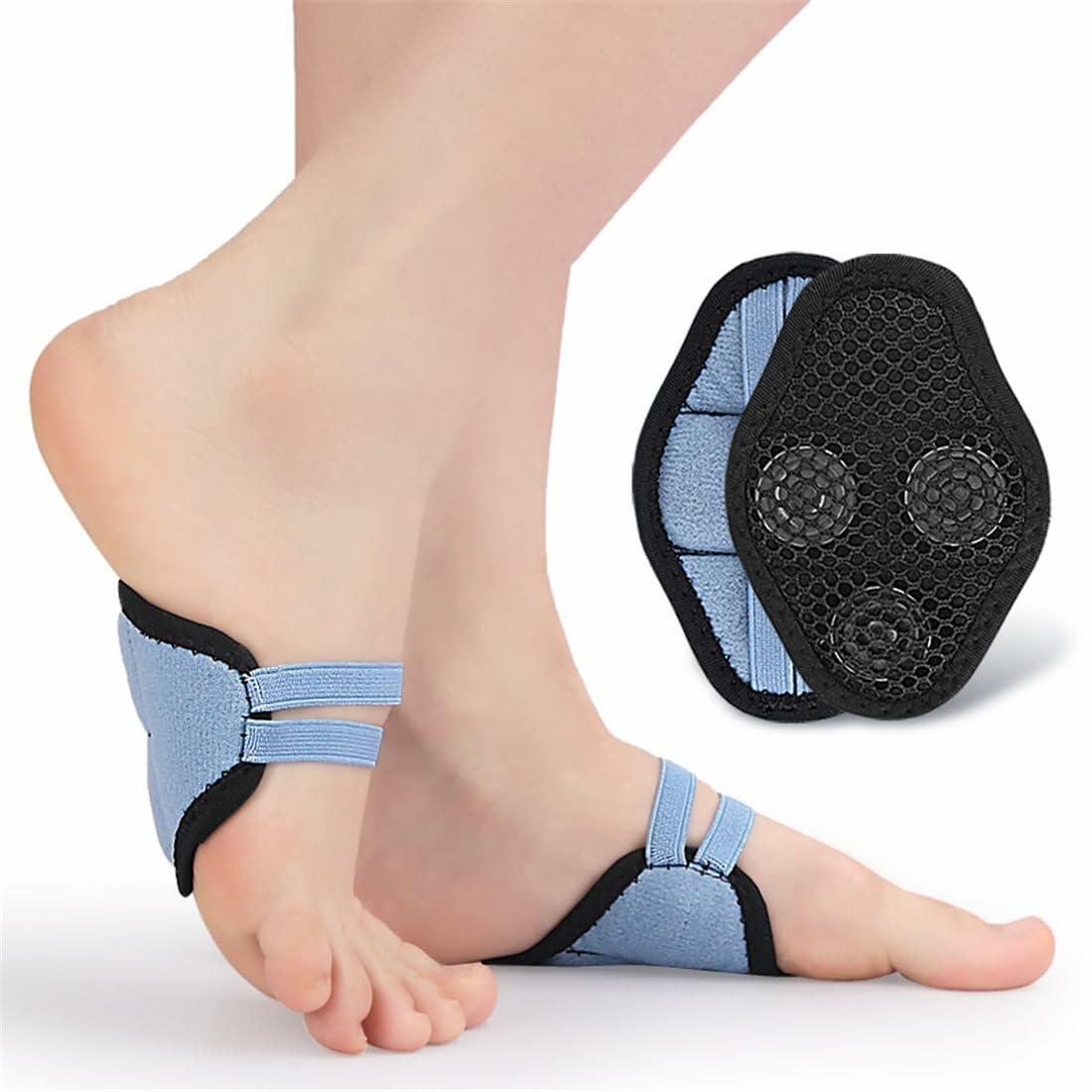 1 Pair Arch Support Sleeves with 3 Magnets, Soft Elastic Flat Foot Arch Pad