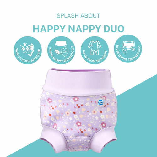 Splash About Happy Nappy Duo, Lilac Spring, 2-3 Years xxl