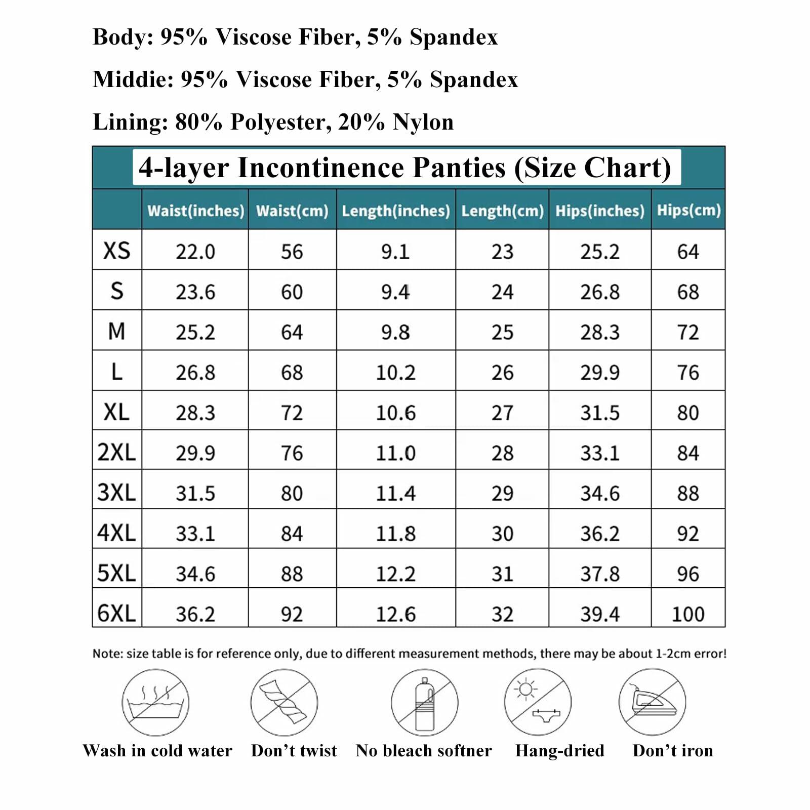 2 Pack Large VAYLUX Women Incontinence Underwear Washable Leakproof Panties High