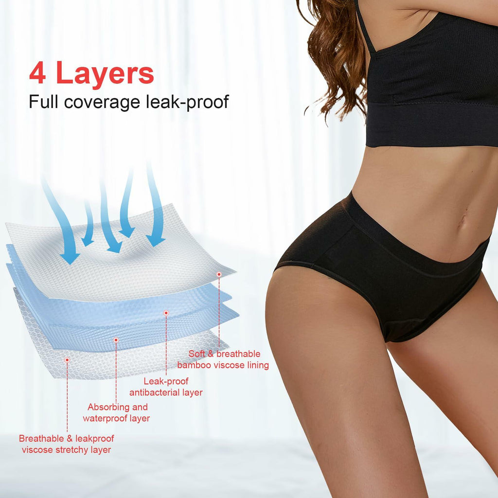 2 Pack Small VAYLUX Women Incontinence Underwear Washable Leakproof Panties High