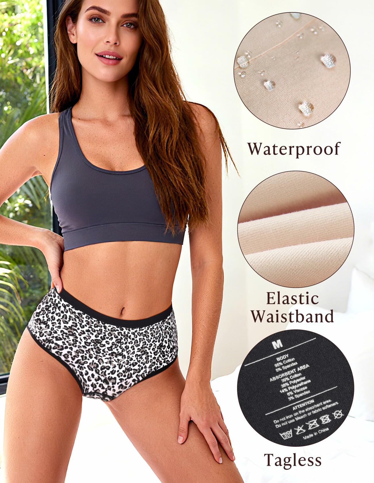 5 Pack Medium AIRCUTE Washable Adult Urine Incontinence Underwear for Women Leak