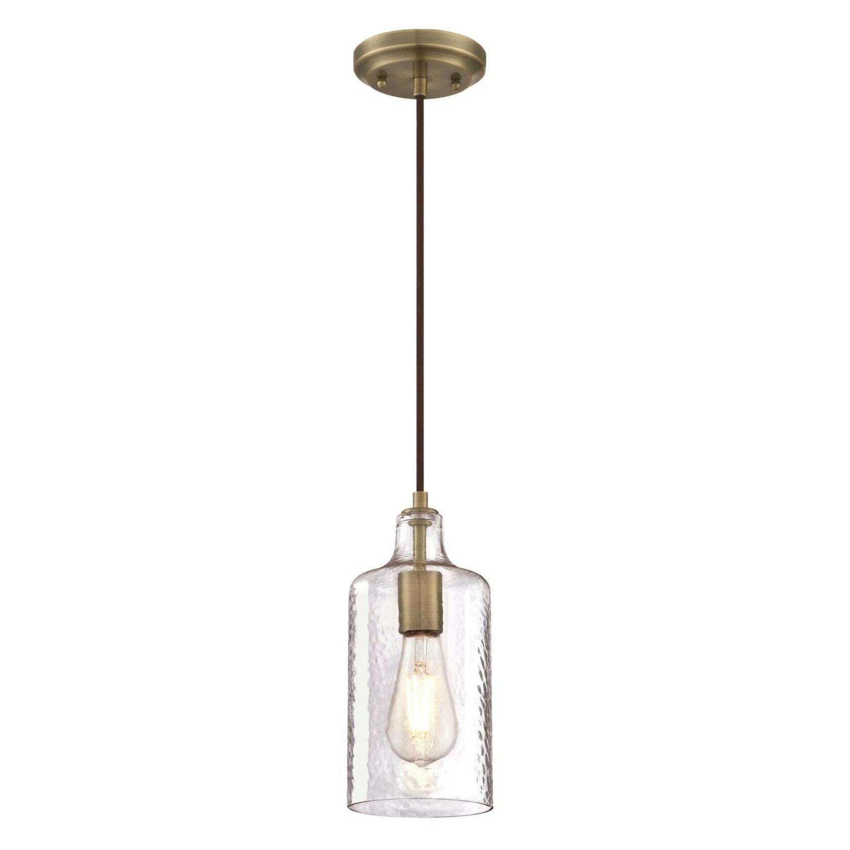 Westinghouse 6371400, Antique Brass Finish with Clear Textured Glass Carmen