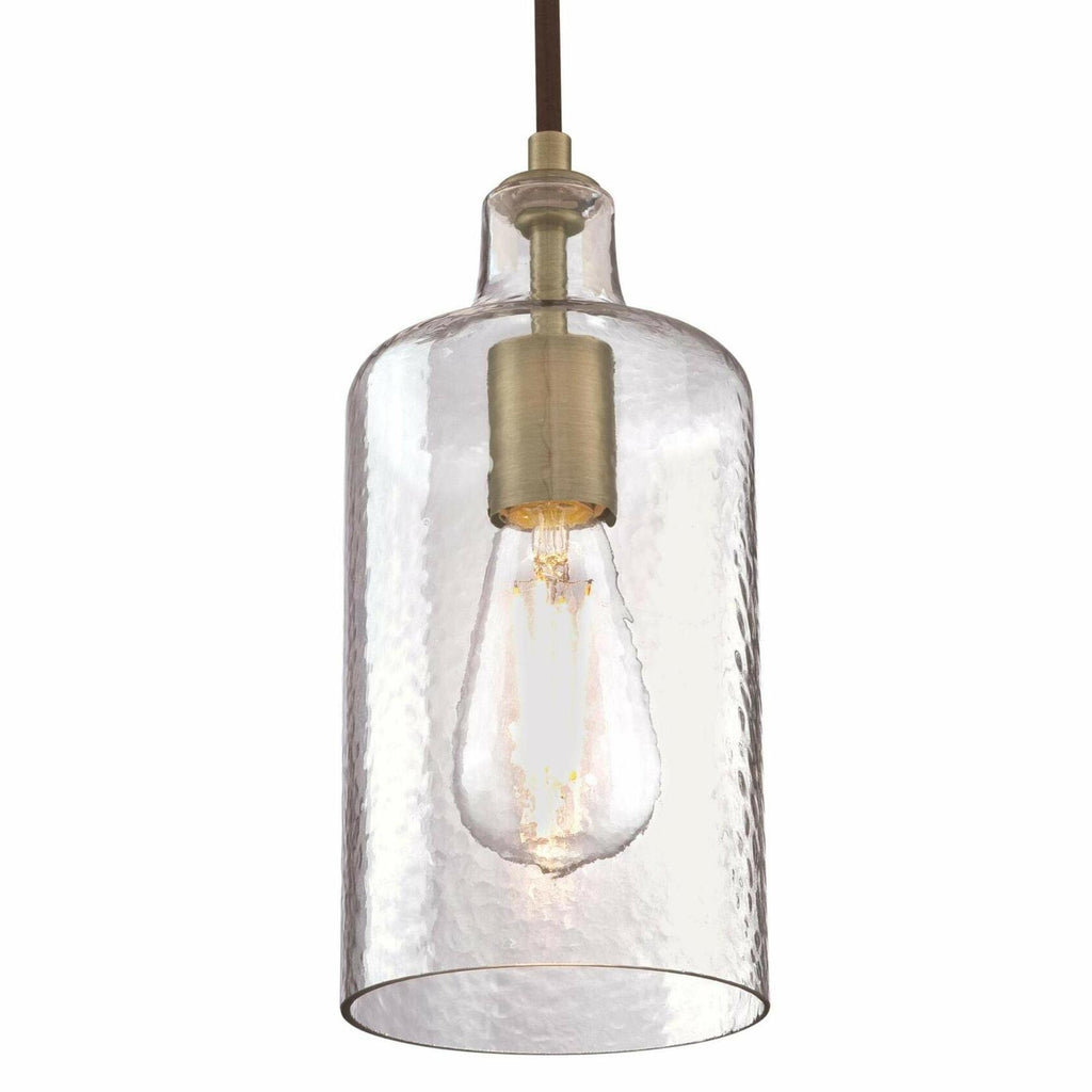 Westinghouse 6371400, Antique Brass Finish with Clear Textured Glass Carmen