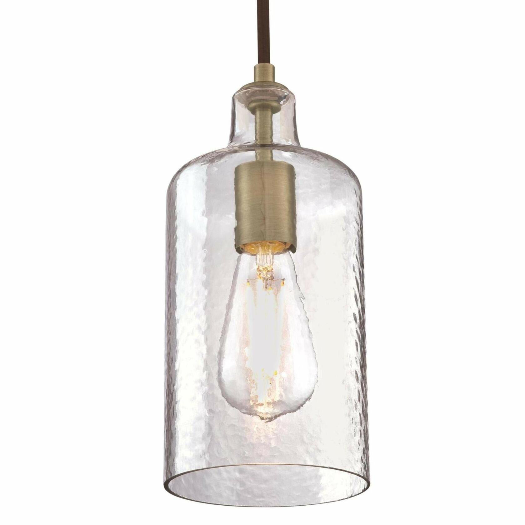 Westinghouse 6371400, Antique Brass Finish with Clear Textured Glass Carmen