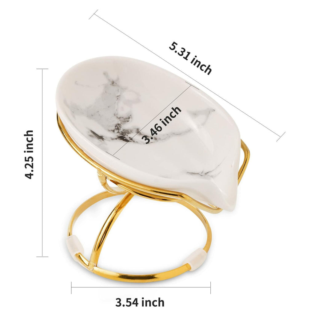 Dobbyby Leaf-Shaped Ceramic Soap Dish with Drain, Holder, Saver, Tray, Bar Soap