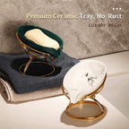 Dobbyby Leaf-Shaped Ceramic Soap Dish with Drain, Holder, Saver, Tray, Bar Soap