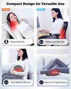 JZBRAIN Shiatsu Back and Neck Massager with Heat – Deep Kneading Massage Pillow