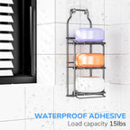 White 3-Tier Shower Soap Shampoo Bar Holder, Self Adhesive&Freestanding Draining