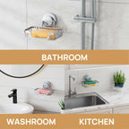 LEVERLOC Soap Dish, Soap Bar Holder for Shower Suction Cup Wall Mounted,