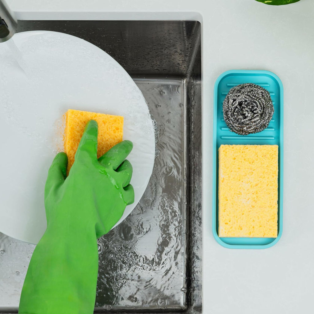 Zulay Kitchen (9x3.5) Silicone Sponge Holder for Kitchen Sink - Flexible
