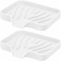 2 Pack White Silicone Soap Dish with Drain, SAISN Kitchen Soap Tray for Shower