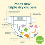 64 Count Babyganics Diapers, Size NB (18-14 lbs) Ultra Absorbent, Unscented,