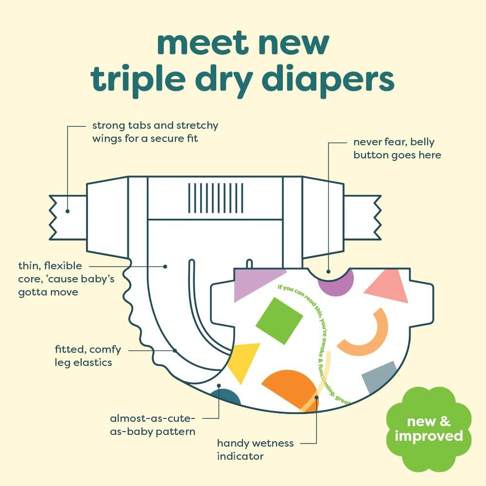 64 Count Babyganics Diapers, Size NB (18-14 lbs) Ultra Absorbent, Unscented,