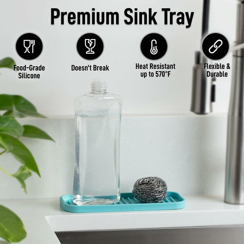 Zulay Kitchen (9x3.5) Silicone Sponge Holder for Kitchen Sink - Flexible