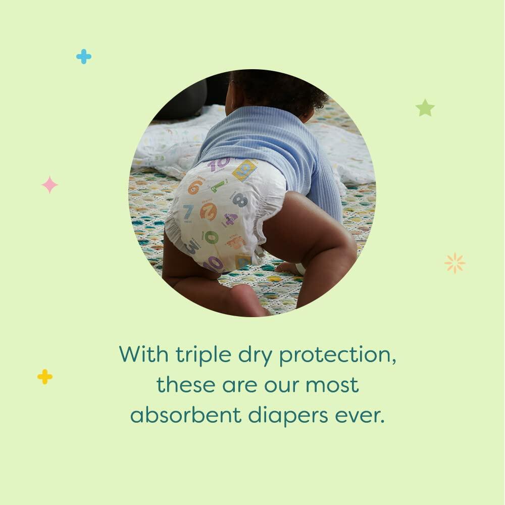 64 Count Babyganics Diapers, Size NB (18-14 lbs) Ultra Absorbent, Unscented,