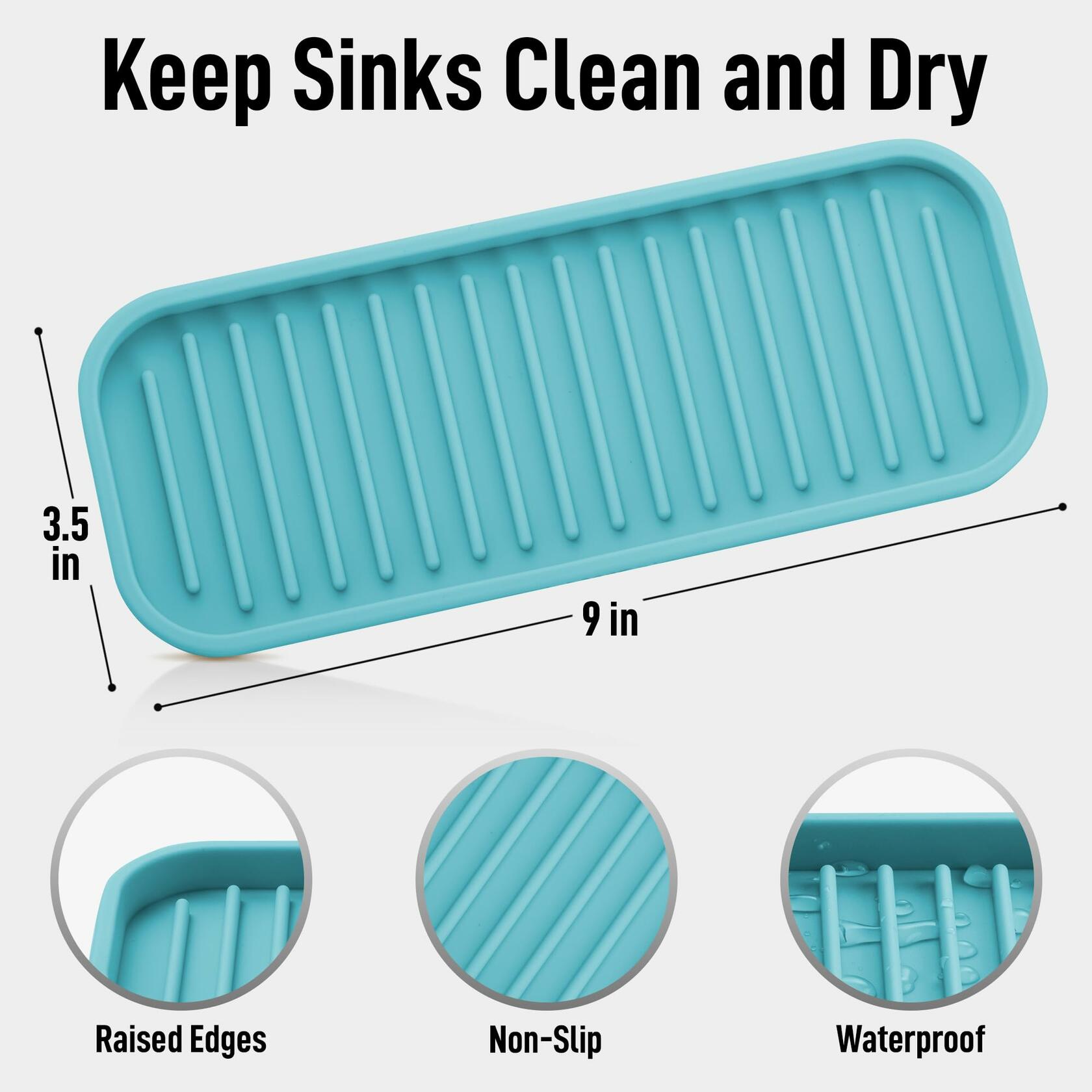 Zulay Kitchen (9x3.5) Silicone Sponge Holder for Kitchen Sink - Flexible