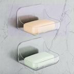 FEPTUASE Acrylic Soap Dish, 2 Pcs Clear Self Draining Soap Holder, No Drilling,
