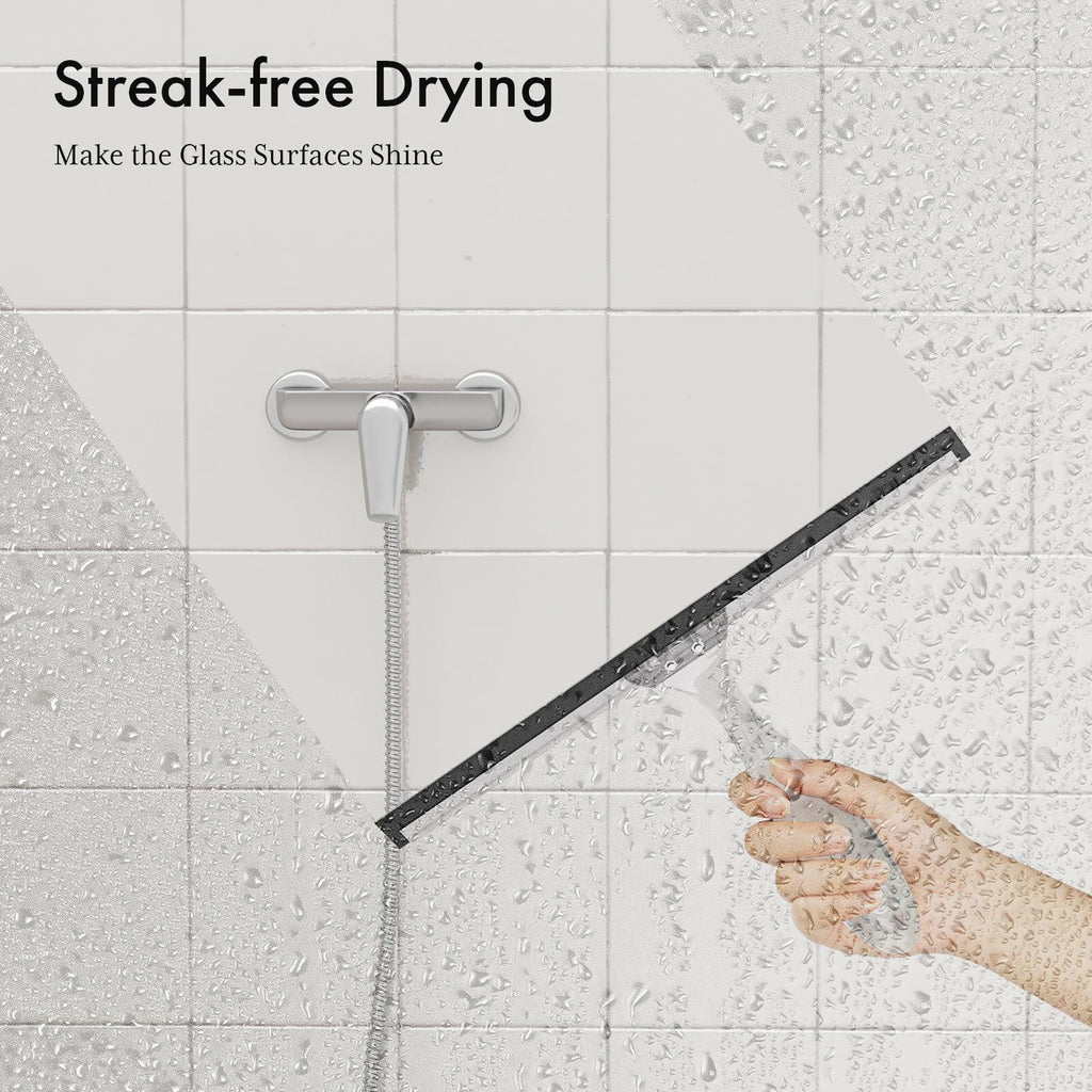 AmazerBath Shower Squeegee for Glass Doors, All-Purpose Squeegee with Suction