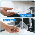 FEPTUASE Acrylic Soap Dish, 2 Pcs Clear Self Draining Soap Holder, No Drilling,