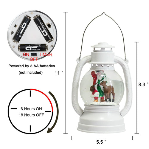 Eldnacele Christmas Snow Globe Lantern Spinning Water Glittering Santa Claus
