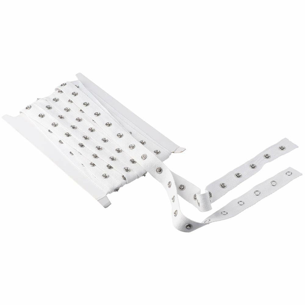 hobbyhub 3 Yards White Sewing Snap Button Tape Trim, 0.8 Inch Wide Soft Cloth