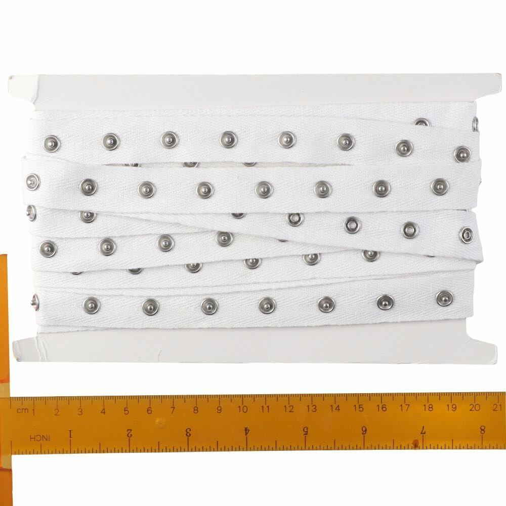 hobbyhub 3 Yards White Sewing Snap Button Tape Trim, 0.8 Inch Wide Soft Cloth