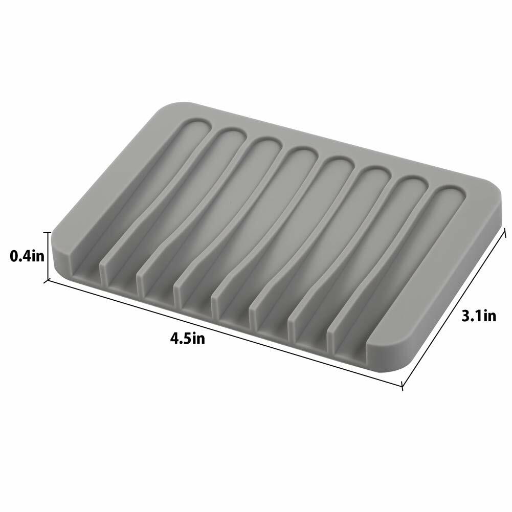 3PCS Self Draining Soap Holder, Premium Silicone Soap Dish, Soap Saver for