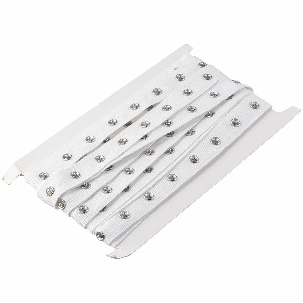 hobbyhub 3 Yards White Sewing Snap Button Tape Trim, 0.8 Inch Wide Soft Cloth