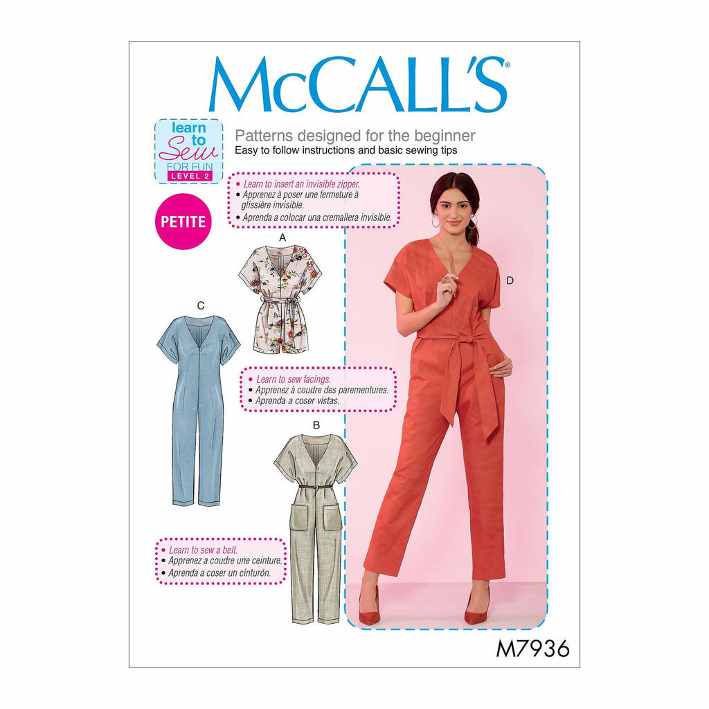 McCall's Patterns McCall's Learn Women's Jumpsuit and Romper, Sizes L-XL Sewing