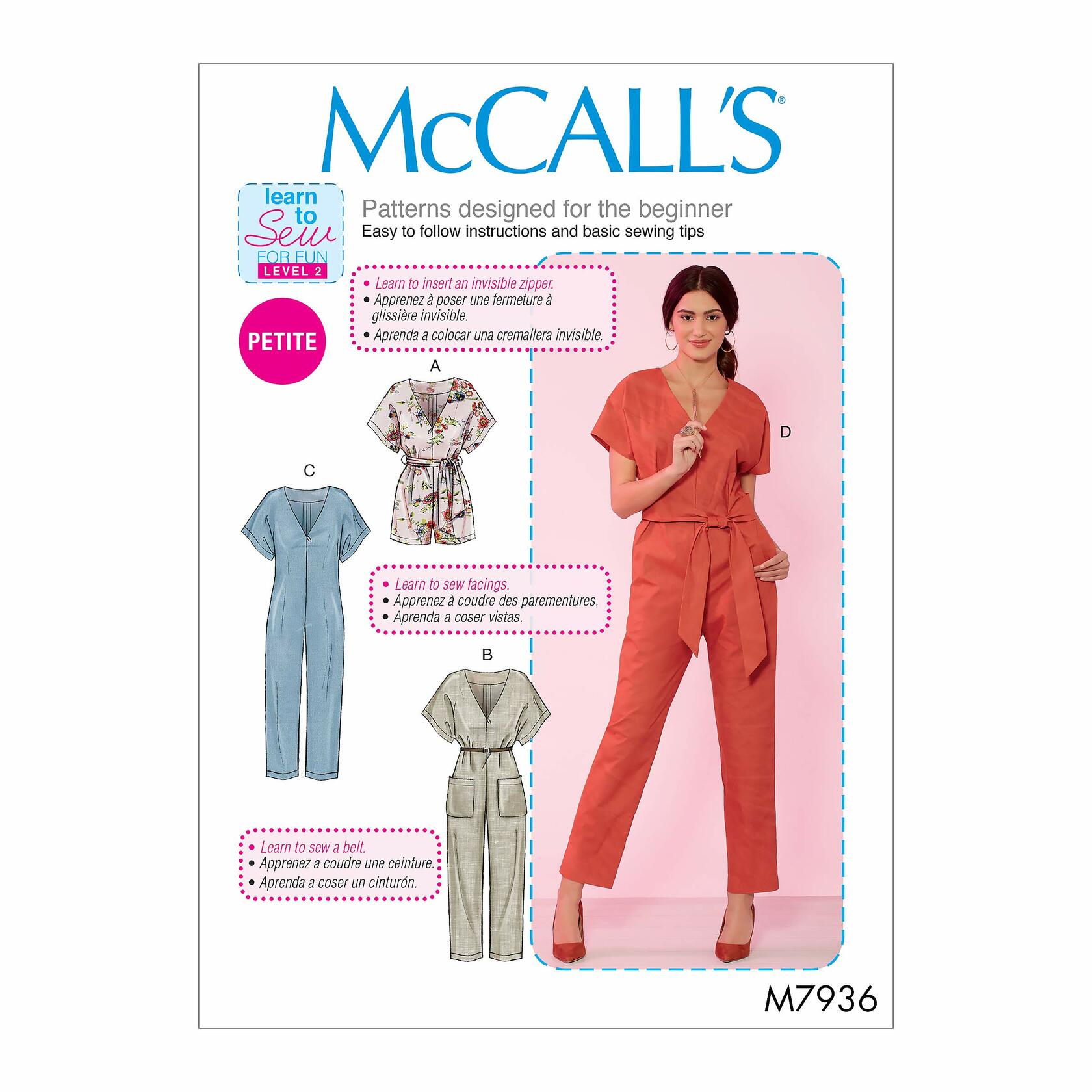 McCall's Patterns McCall's Learn Women's Jumpsuit and Romper, Sizes L-XL Sewing